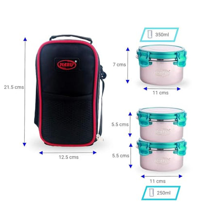 Image 3 of MARU Stainless Steel Lunch Box Set of 3 (250ml*2 + 350ml)