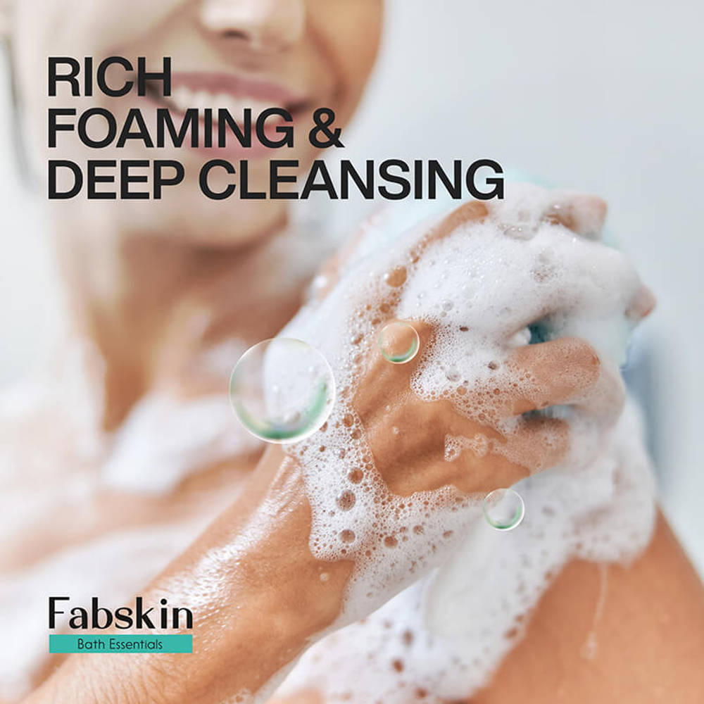 Image 4 of Fabskin Luxury Bathing Round Loofah - For Men And Women - Couples Pack Of 2 - Aqua Green And Pink