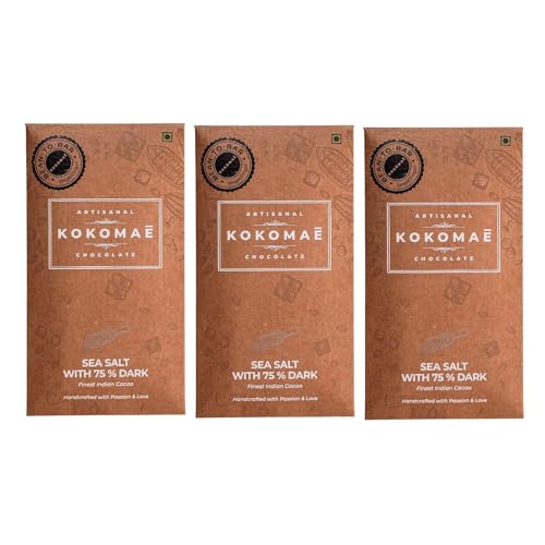 Image 1 of Default Title for the product KOKOMAE 75% Dark Chocolate with Sea Salt Bean-to-Bar (Pack Of 3, 50g Each)