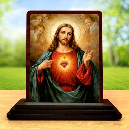 Image 2 of HD Printed Jesus Christ Wooden Idol 4x5 Inch Festive Worship Spiritual Showpiece
