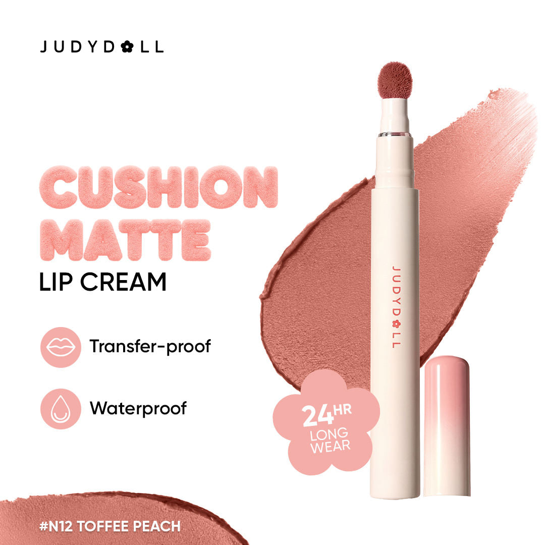 Image 4 of 2.6 ml / N12 Toffee Peach / Pack of 1 for the product JUDYDOLL Cushion Matte Lock Lip Cream