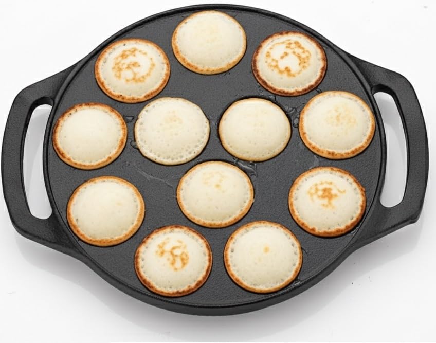 Image 1 of Default Title for the product ROSTON Cast Iron Paniyaram Appam Pan 12 Cavity Induction Base