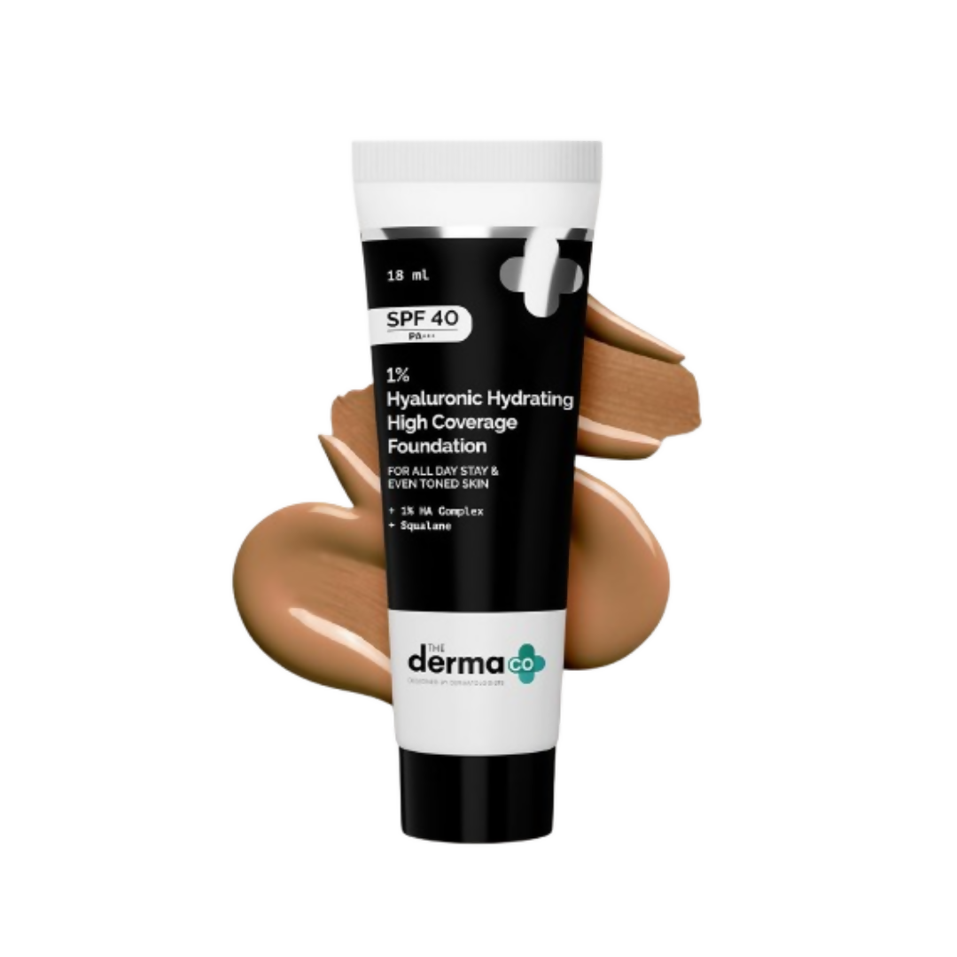 Image 1 of The Derma Co 1% Hyaluronic Hydrating High Coverage Foundation With SPF 40 PA+++ - 07 Cinnamon