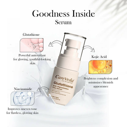 Image 8 of CareVeda Glutathione Skin Care Set of 2 | Face Wash & Face Serum for Bright, Even-Toned Skin | Anti-Pigmentation & Glow Boost | For Men & Women