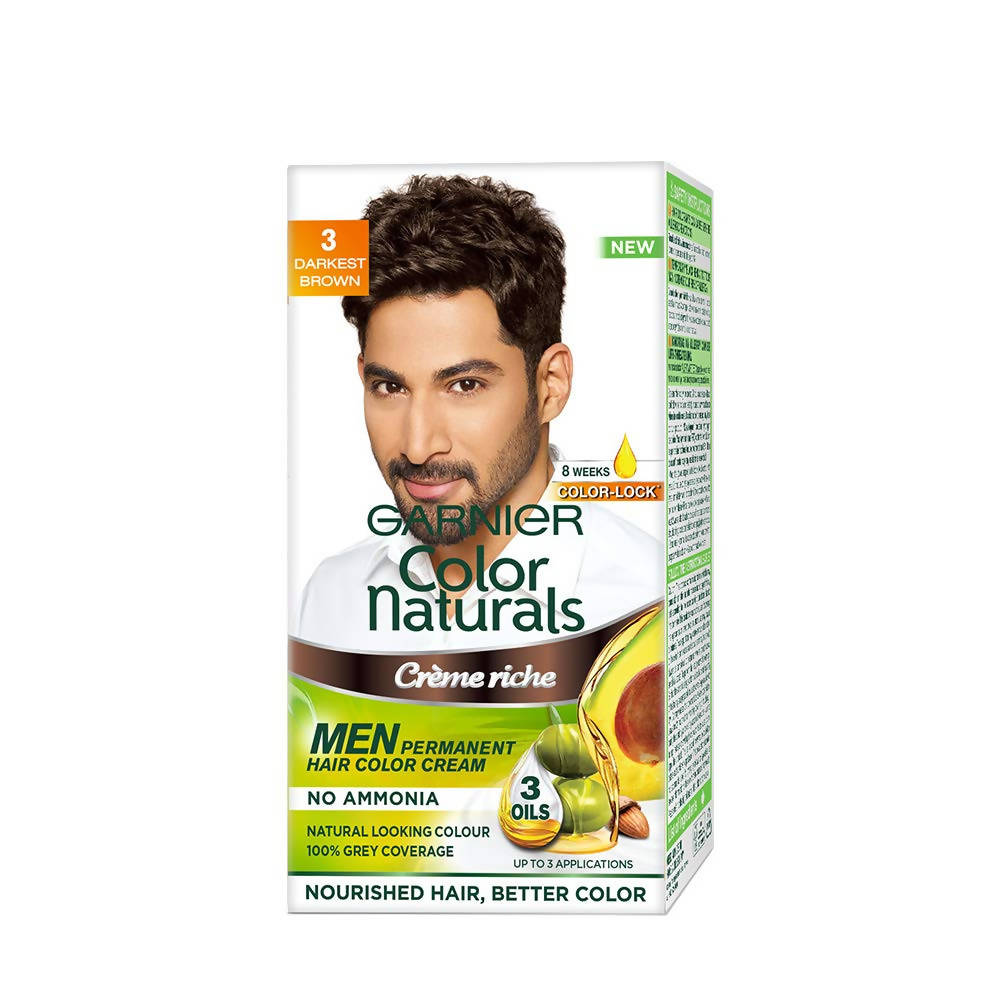 Image 1 of 30ml+30gm for the product Garnier Color Naturals Creme Riche Men Hair Color - Shade 3 Darkest Brown