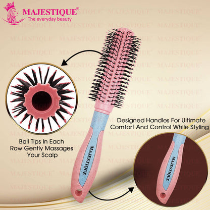 Image 4 of Majestique Roller Hair Brush for Blow Drying & Hair Styling - Nylon Bristles - Color May Vary