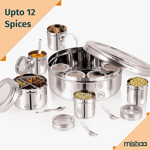 Image 6 of Mishaa Steel Multipurpose Storage Containers - 130ml Each Airtight Containers (12IN1 SPICE BOX)