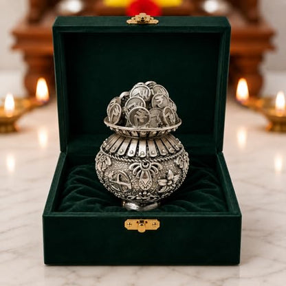 Image 1 of Default Title for the product Dev Aastha Silver Plated Kuber Kalash Idol 2.5 Inch