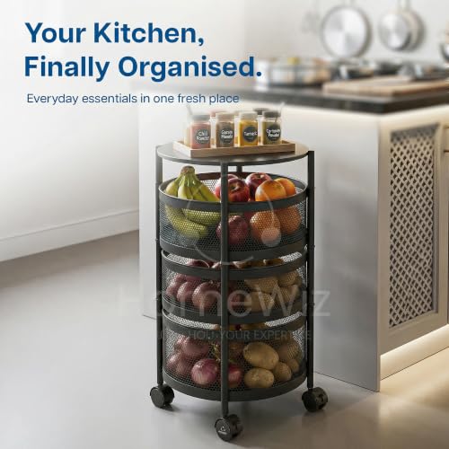 Image 6 of HomeWiz Round Kitchen Rack 3- Layer