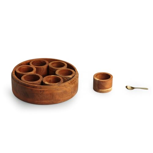 Image 5 of ExclusiveLane Mughal Brass & Wooden Spice Box with Spoon 7 Containers 48 gram