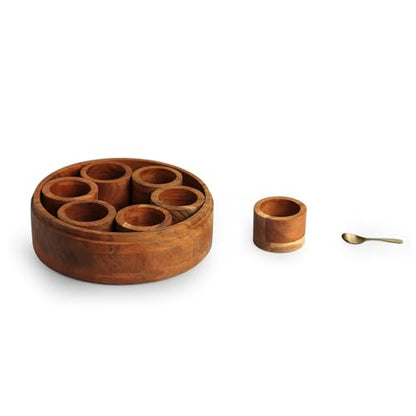 Image 5 of ExclusiveLane Mughal Brass & Wooden Spice Box with Spoon 7 Containers 48 gram