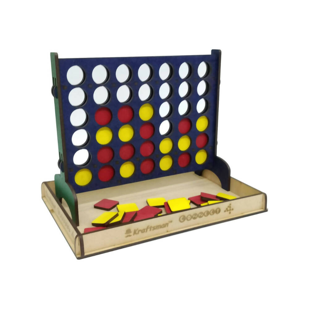 Image 1 of Kraftsman Get-4 In A Row Or Get-In-Line Wooden Game Of Strategy Game