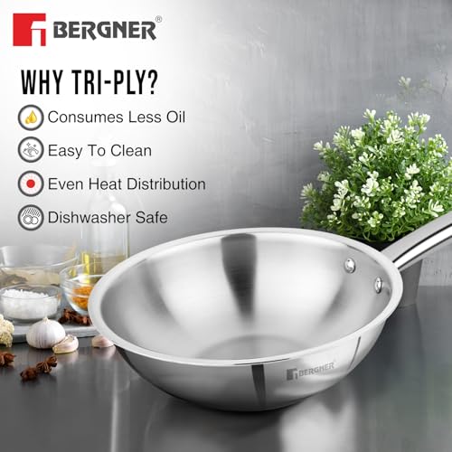 Image 6 of BERGNER TriPro Triply Stainless Steel 24cm (3L) Wok