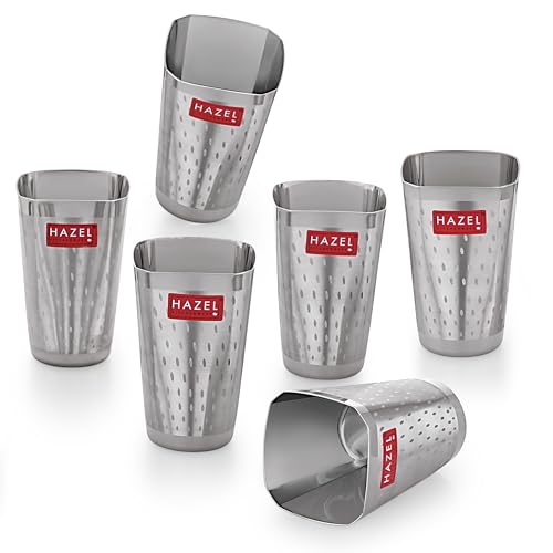 Image 17 of Set of 6 / Square Dot Glass, 350 ML for the product HAZEL Stainless Steel Glasses