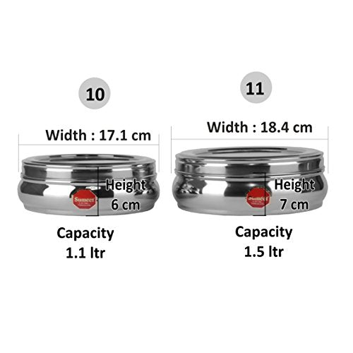 Image 5 of Sumeet Stainless Steel Belly Shape Flat Canisters Storage Containers Set Of 2Pcs (1.1 Ltr & 1.5 Ltr Capacity)