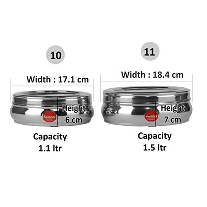 Image 5 of Sumeet Stainless Steel Belly Shape Flat Canisters Storage Containers Set Of 2Pcs (1.1 Ltr & 1.5 Ltr Capacity)