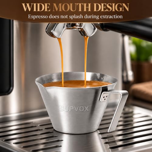 Image 5 of Supvox Espresso Measuring Cup 100ml Stainless Steel Pour with Handle