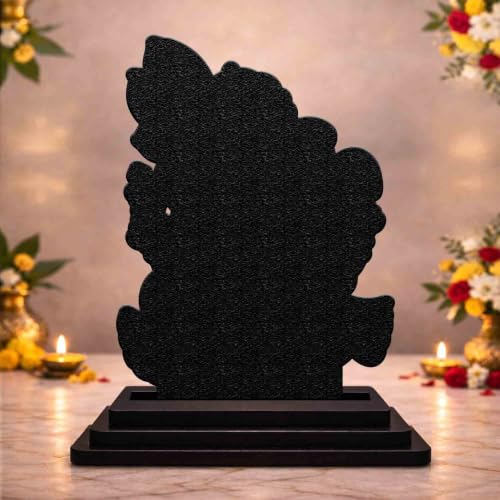 Image 2 of Lord Ganesha Wooden MDF Printed Idol with Stand, 4 x 5 Inch, Pooja Room Decor, Home Temple Mandir Decoration, Religious Gift