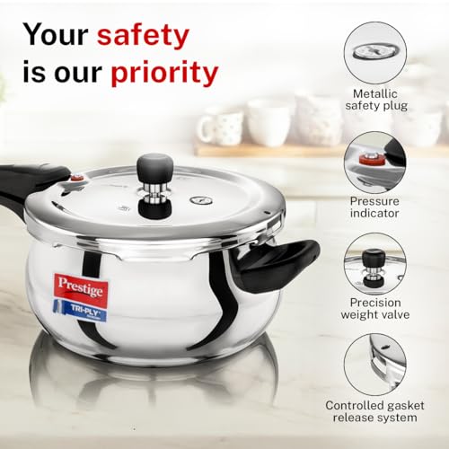 Image 7 of Prestige 3 Litre Triply Svachh Handi Outerlid Pressure Cooker