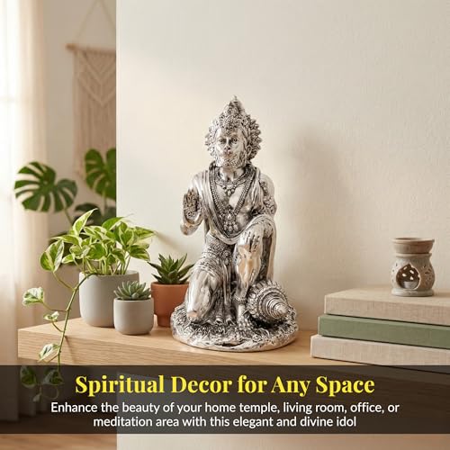 Image 5 of Dev Aastha 999 Silver Plated Hanuman Idol for Home & Diwali Gift | 7 Inch