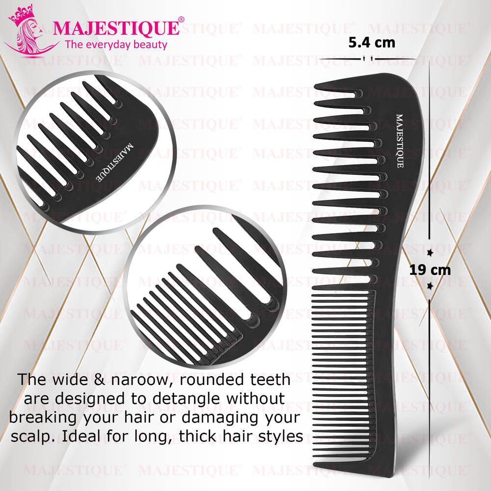 Image 2 of Majestique Professional 7.4 Inch Black Carbon Fiber Anti Static Comb for All Hair Types
