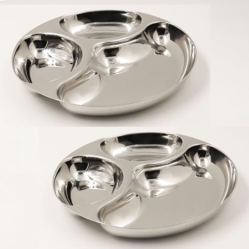 Image 2 of Pack of 2 for the product Spillbox Stainless Steel Tiffin Plate