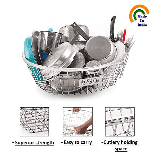 Image 4 of HAZEL Round Stainless Steel Dish Drainer Basket for Kitchen