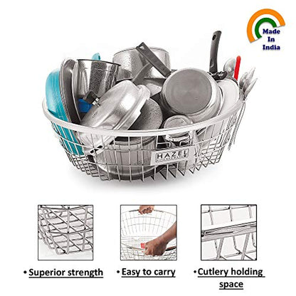 Image 4 of HAZEL Round Stainless Steel Dish Drainer Basket for Kitchen