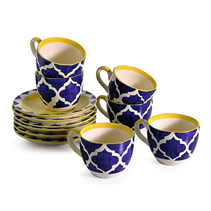 Image 2 of ExclusiveLane Handpainted Ceramic Mug Set of 6 with Saucer 150 ML