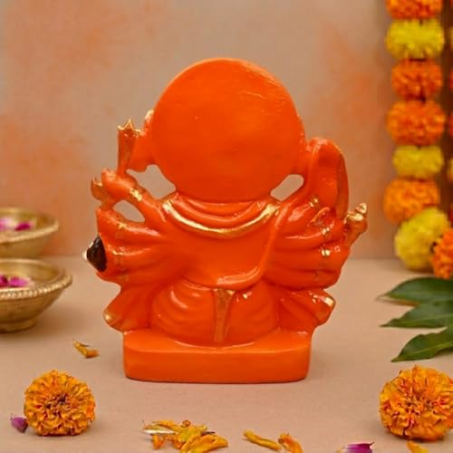 Image 5 of Servdharm Panchmukhi Hanuman Ji Murti 5.9" Orange