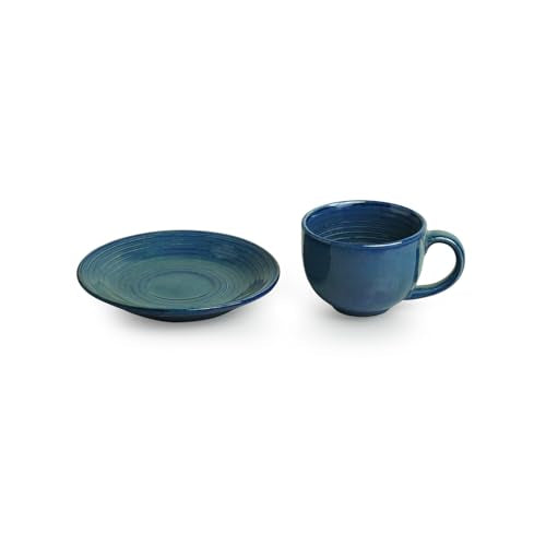 Image 3 of ExclusiveLane Ocean Ripples Ceramic Tea Cup and Saucer Set of 6 120 ml