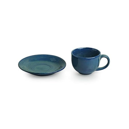 Image 3 of ExclusiveLane Ocean Ripples Ceramic Tea Cup and Saucer Set of 6 120 ml