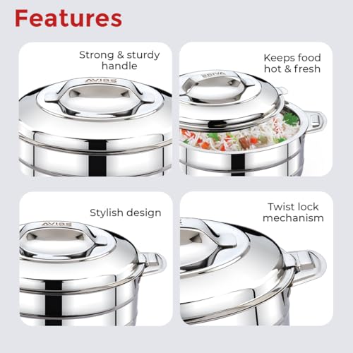Image 3 of AVIAS Astra Plus Stainless Steel Insulated Casserole/Hot Pot, 3500ml