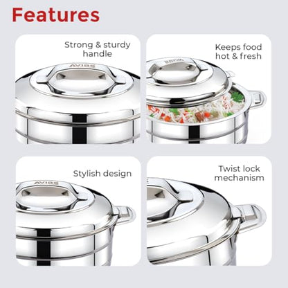 Image 3 of AVIAS Astra Plus Stainless Steel Insulated Casserole/Hot Pot, 3500ml