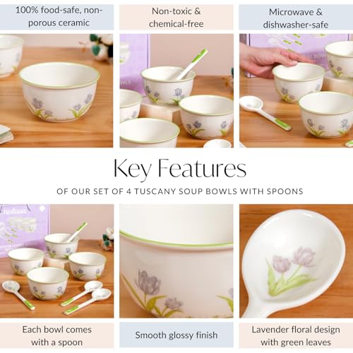 Image 5 of Nestasia Set of 4 Ceramic Soup Bowl with Spoon (400ml)