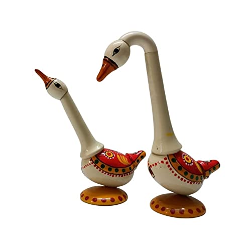 Image 2 of Hand Crafted - Etikoppaka Toy - Beautiful Swan Pair for Home Decor