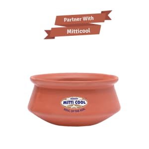 Image 4 of Mitti Cool Clay Cooking Pot Without Lid | 850 ml | Natural Clay Handi for Gas Stove