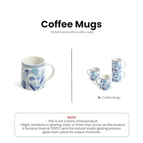 Image 5 of ExclusiveLane Floral Bliss Ceramic Coffee Mugs Set of 4 (300 ml)