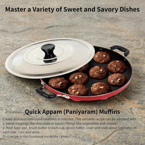 Image 7 of Vipron Nonstick Appam Pan with Lid & Handle 12 Cavity