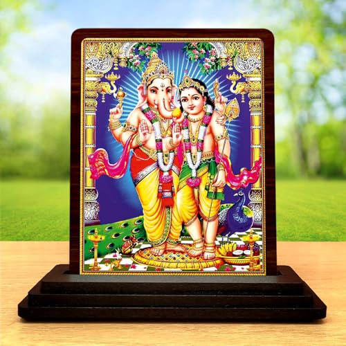 Image 2 of 4x5 Inch Ram Darbar Wooden Idol with HD Print | Auspicious Blessing Desk & Temple Decor