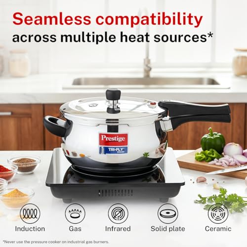 Image 6 of Prestige 3 Litre Triply Svachh Handi Outerlid Pressure Cooker