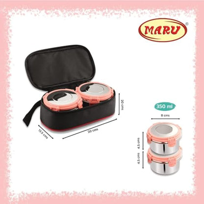 Image 2 of MARU Stainless Steel Lunch Box Set of 2, 350ML