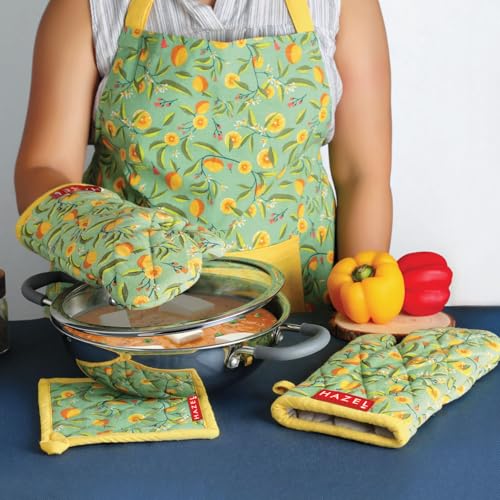 Image 6 of HAZEL Cotton Kitchen Apron with Front Pocket