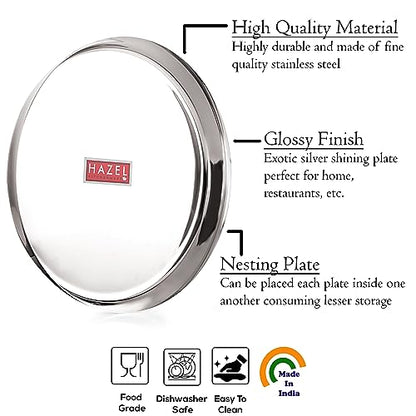 Image 3 of HAZEL Stainless Steel Plates Set 25.5 cm