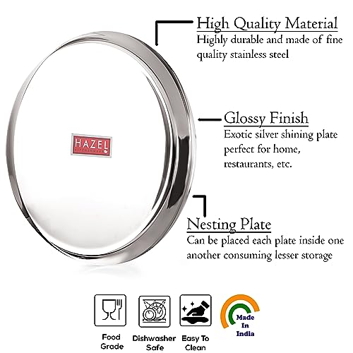 Image 3 of HAZEL Stainless Steel Plates Set 25.5 cm