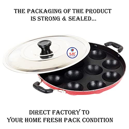 Image 7 of SJE WARE Non Stick Appam Patra 12 Cavity with Stainless Steel Lid and Silicon Brush