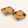 Image 1 of Default Title for the product Spillbox Stainless Steel Halwa Plates Quarter Plates Rectangle Snack Plate Dessert Plate Set Side Dish Mirror Finish BPA Free 50gm Pack of 2