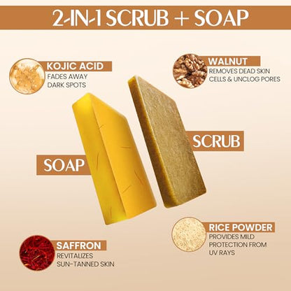 Image 3 of INDIAN SECRETS Kojic Acid & Saffron Detan Scrub Soap 110g