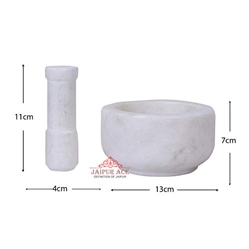 Image 3 of JAIPUR ACE Natural Marble Mortar and Pestle 4x3 Inch