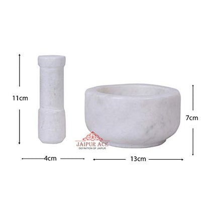 Image 3 of JAIPUR ACE Natural Marble Mortar and Pestle 4x3 Inch